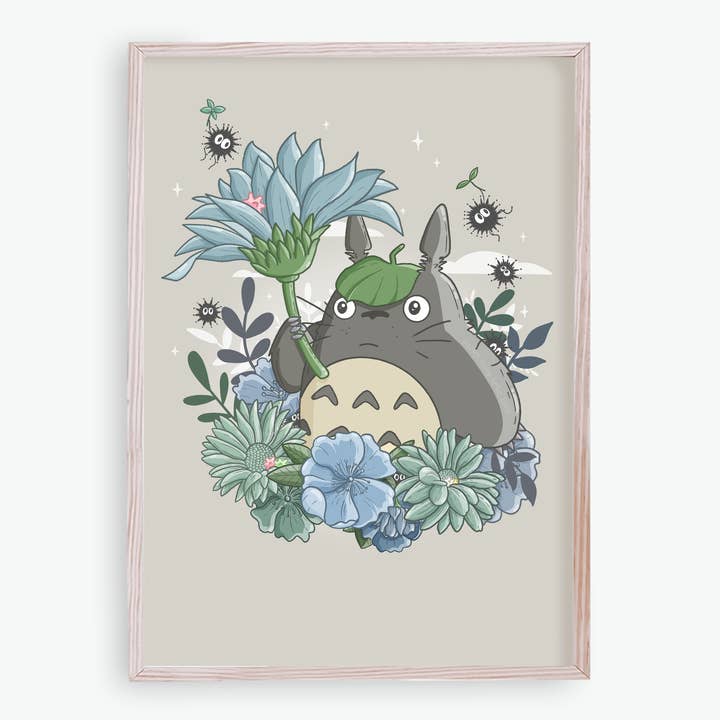Sarah May Arts - Wholesale Art Print - Forest Spirit Print | Fine Line Anime Floral Art