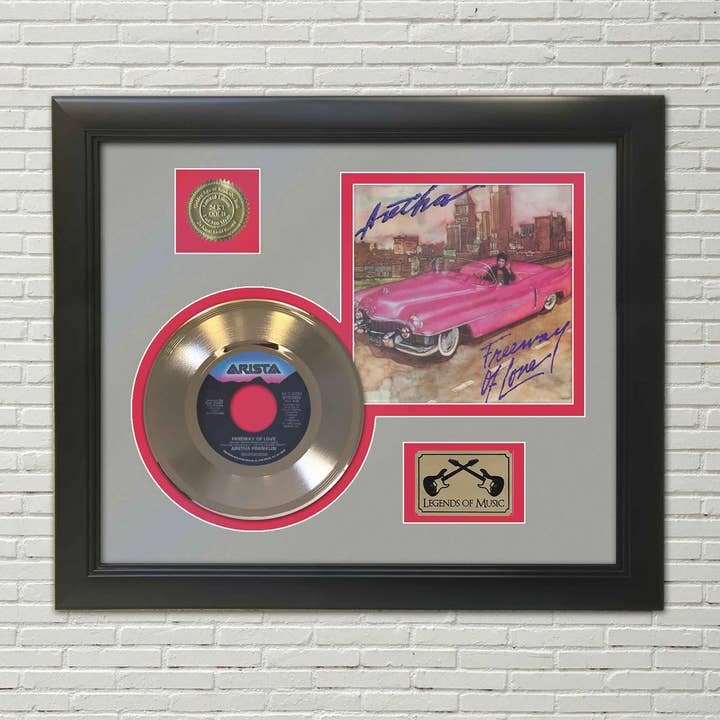 Aretha Franklin Freeway of Love Framed Gold 45 Display for wholesale by Gold Record Outlet