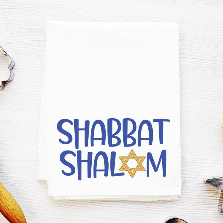 Shabbat Shalom jødisk køkkenhåndklæde, melpose viskestykke for engroshandel hos Designing Moments