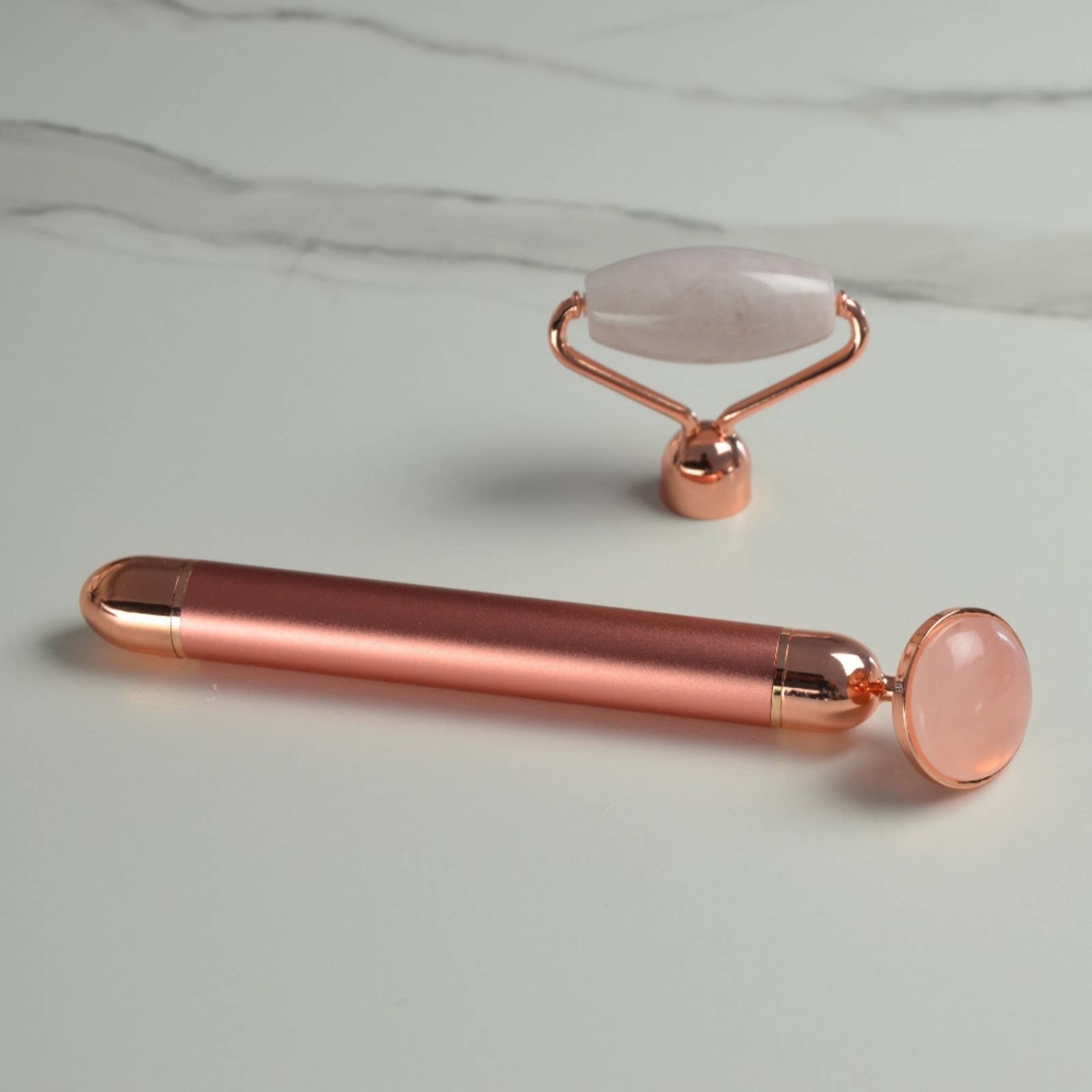 Zen'Arôme - Vendita all'ingrosso Rulli viso/di bellezza - Rullo massaggiatore viso elettrico doppia testa in quarzo rosa11