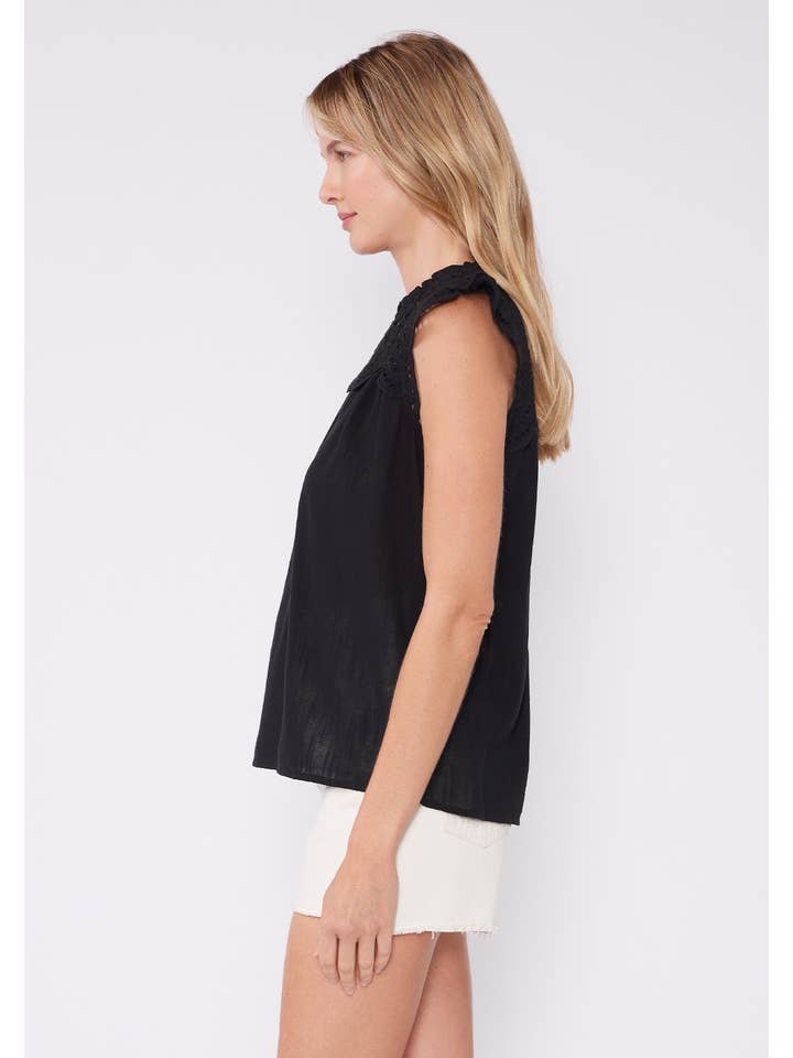 Lovestitch - Wholesale Blouse - Women's - Cotton Eyelet Cap Sleeve V Neck Top1