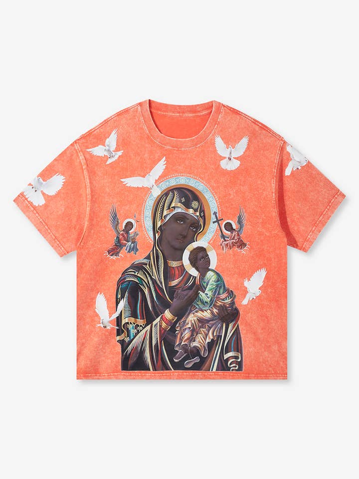 NOISSEY – Engroshandel T-shirt med print - Unisex – HINDRINGER OG FARER© Sort Madonna og Børnefarve Four-farve