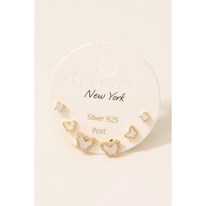 Set di Orecchini a Lobo con Farfalle Miste Placcate in Oro per la vendita all'ingrosso da parte di Fame Accessories