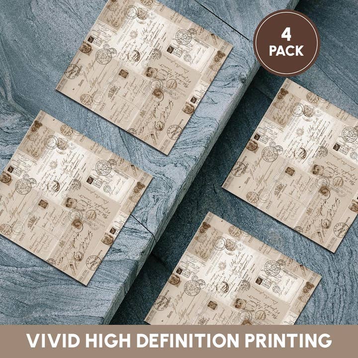 3dRose - Wholesale Coasters - 3dRose, Collage Of Old Letters And Postcards Sepia Color, Coaster5