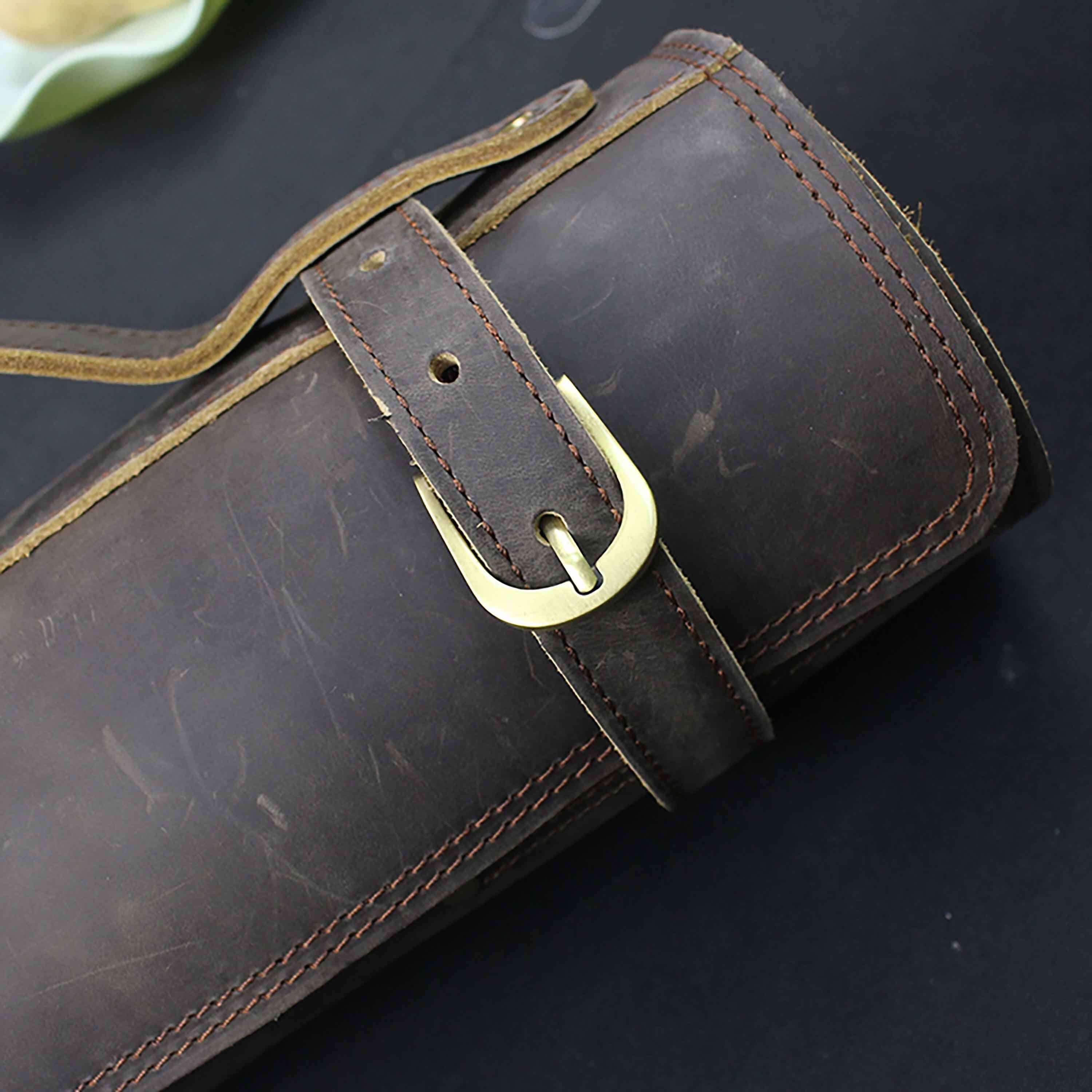 Ginza Steel - Wholesale Knife Storage - Ginza Steel Full Grain leather knife role Rustic Brown1