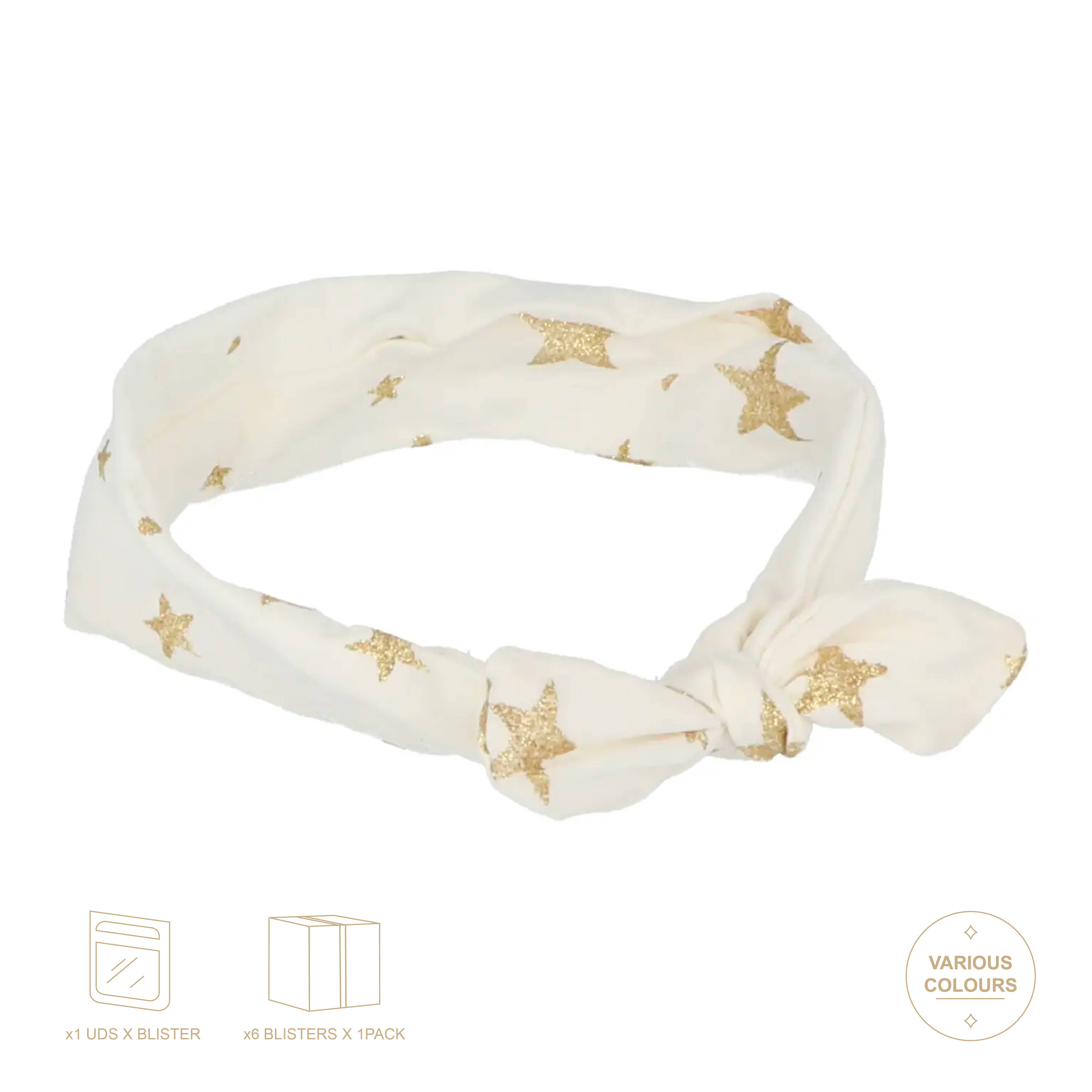 IKILIFE S.L - Vente Serre-tête – enfant - Bandeau élastique à nœud pour filles avec étoiles2