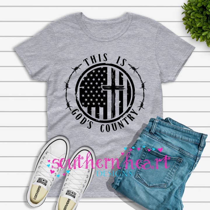Southern Heart Designs - Wholesale Screen Printed T-Shirt - Women's - God's Country T Shirt