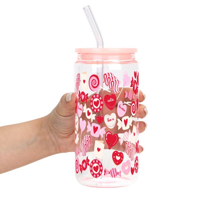 Bicchiere con Coperchio e Cannuccia per Dolci di San Valentino per la vendita all'ingrosso da parte di Sip-Sip Hooray!