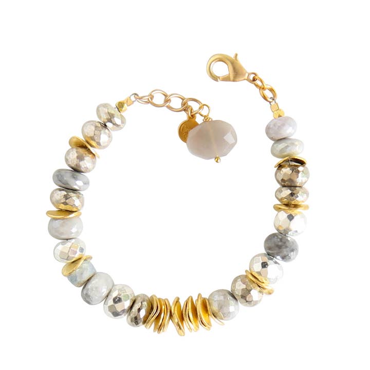 Catherine Page Jewelry - Wholesale Charm/Dangle Bracelet - Juno Gemstone Bracelet in Silver Pyrite0