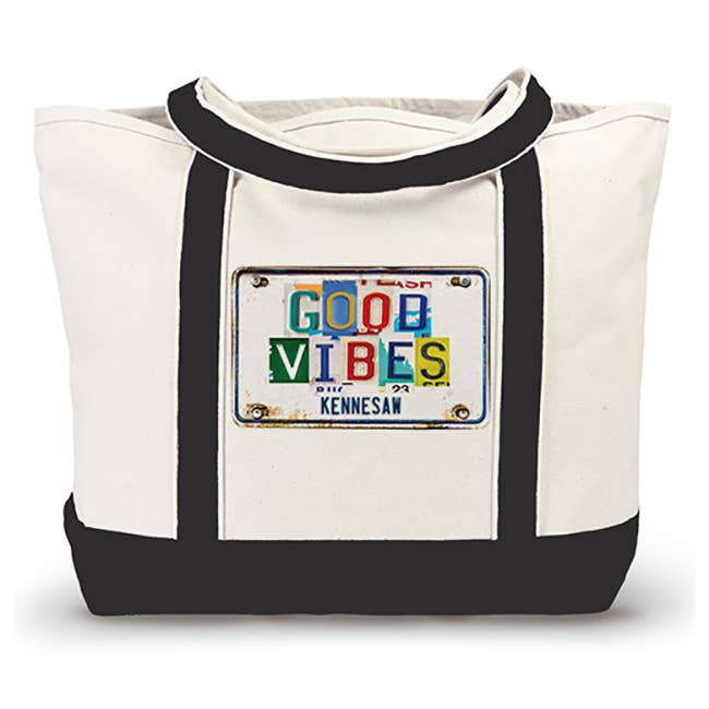 Canvas Boat Bag - License Plate Good Vibes (name drop) for wholesale by Mariasch Studios