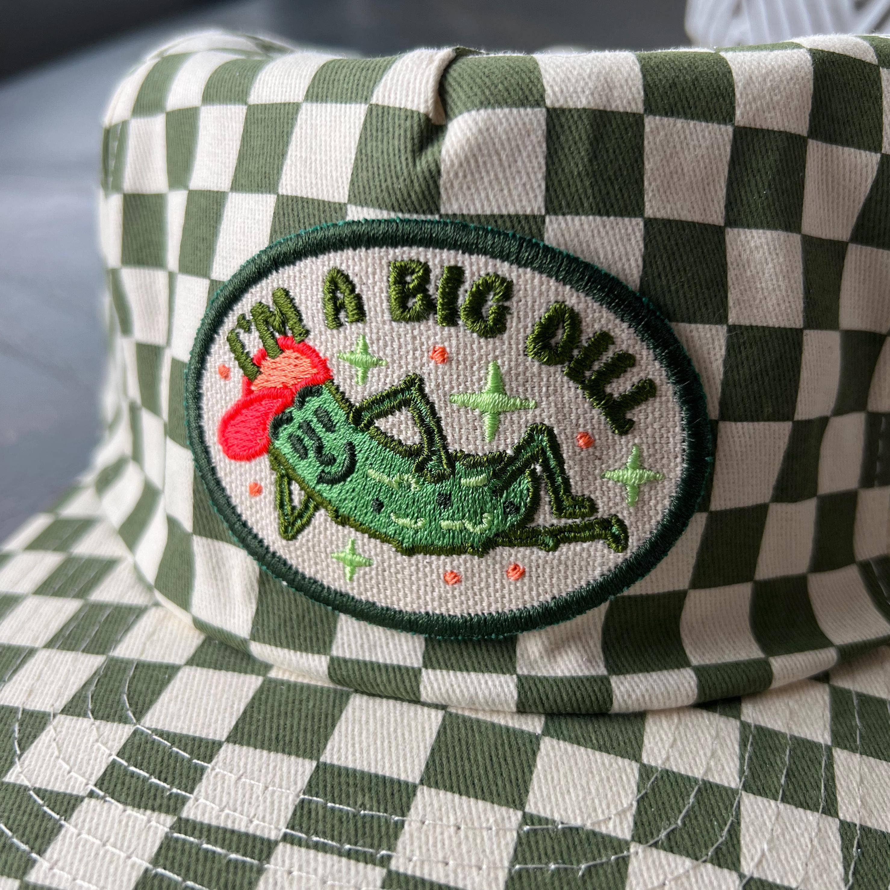 The Space Bureau - Wholesale Flat Brim Cap - Unisex - Big Dill Pickle 5-Panel Checkered Floppy Hat1