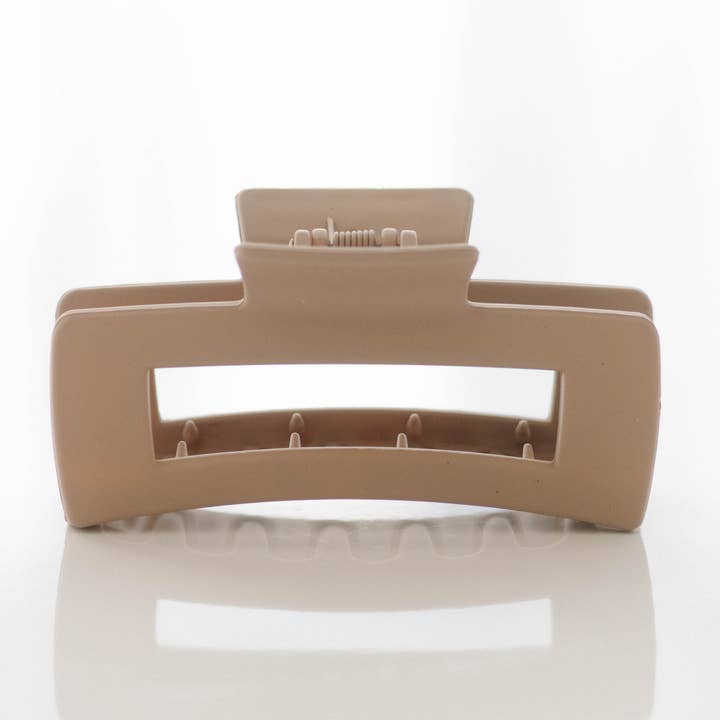 Tan Matte Rectangle Clip for wholesale by Hand Tied Extensions Co.