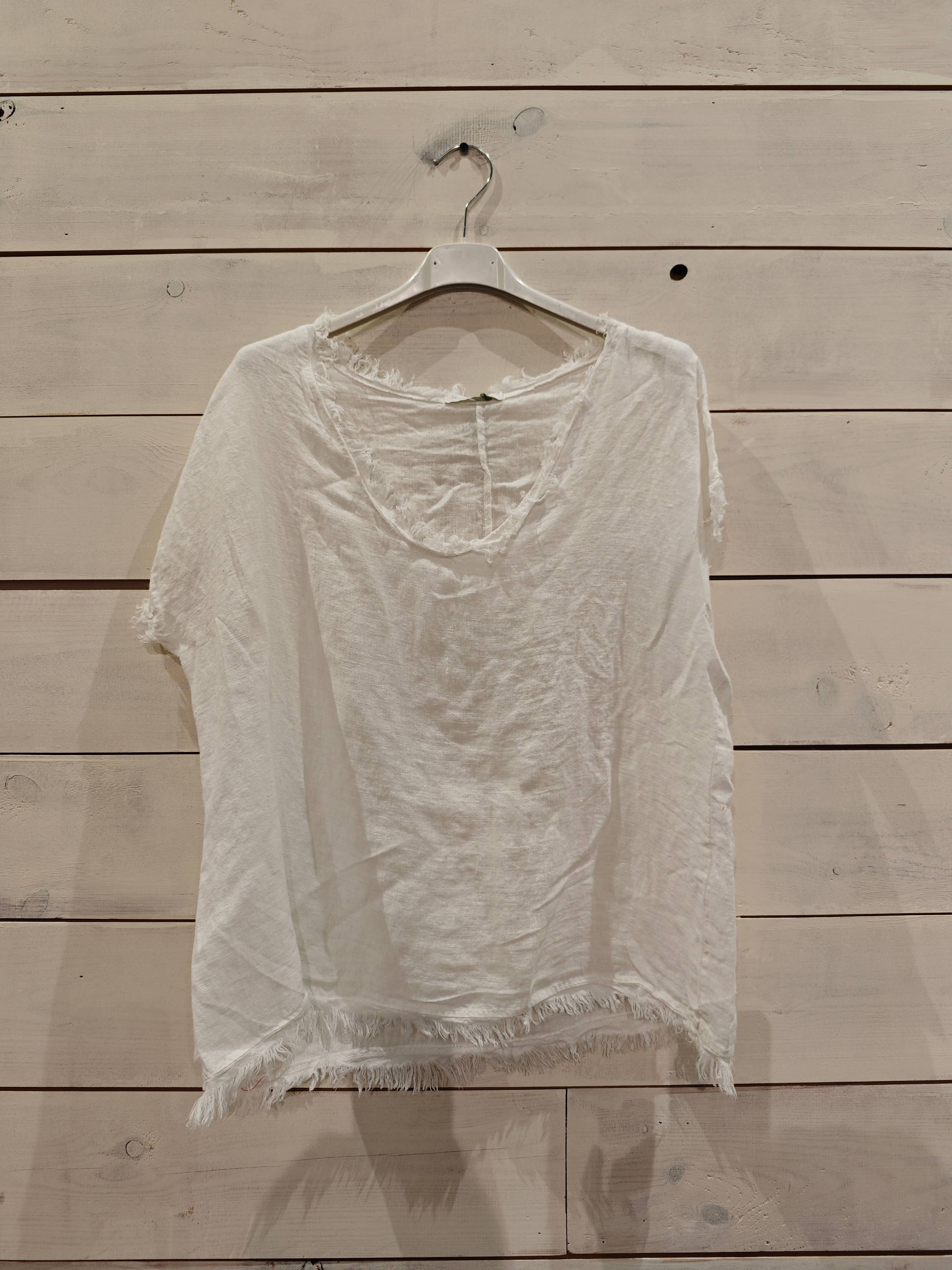 Linos y Textiles - Vendita all'ingrosso Camicetta - Donna - Blusa con frange in lino 100%15