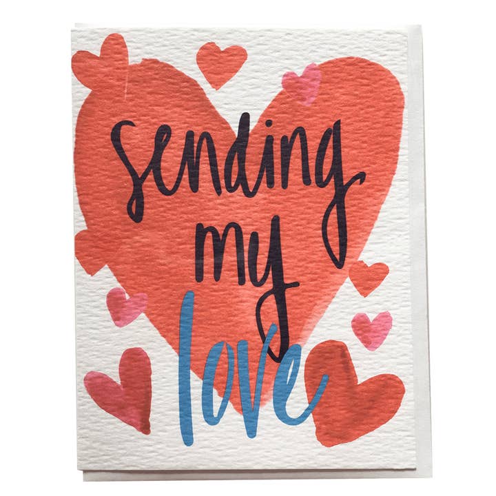 Carte de Saint-Valentin avec cœurs aquarelle pour la vente par Allie & Elle