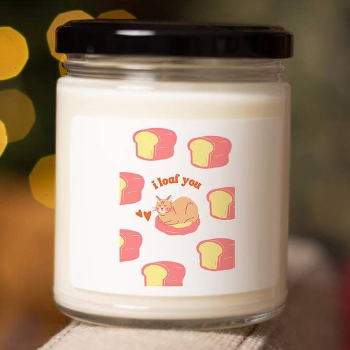 I Loaf You Cat Love Husband Anniversary Candle - Cat for wholesale by VenusArtsShop