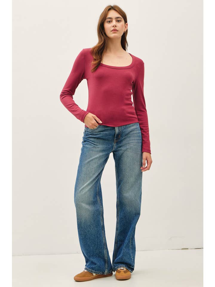 Be Cool - Wholesale Knit Top - Women's - BASIC SCOOP NECK LONG SLEEVE TOP17