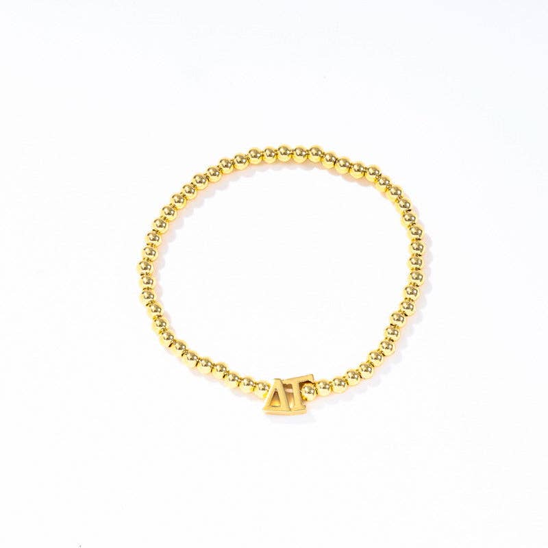 Color Shout - Wholesale Beaded Bracelet - B211 - Sorority: Gold Beaded Bracelet with Greek Letters on Stretch Cord13