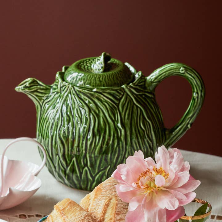RicebyRice - Wholesale Tea Pot - Ceramic Teapot with Embossed Kale Design - Hand Painted - 1,6L / 54.1 oz