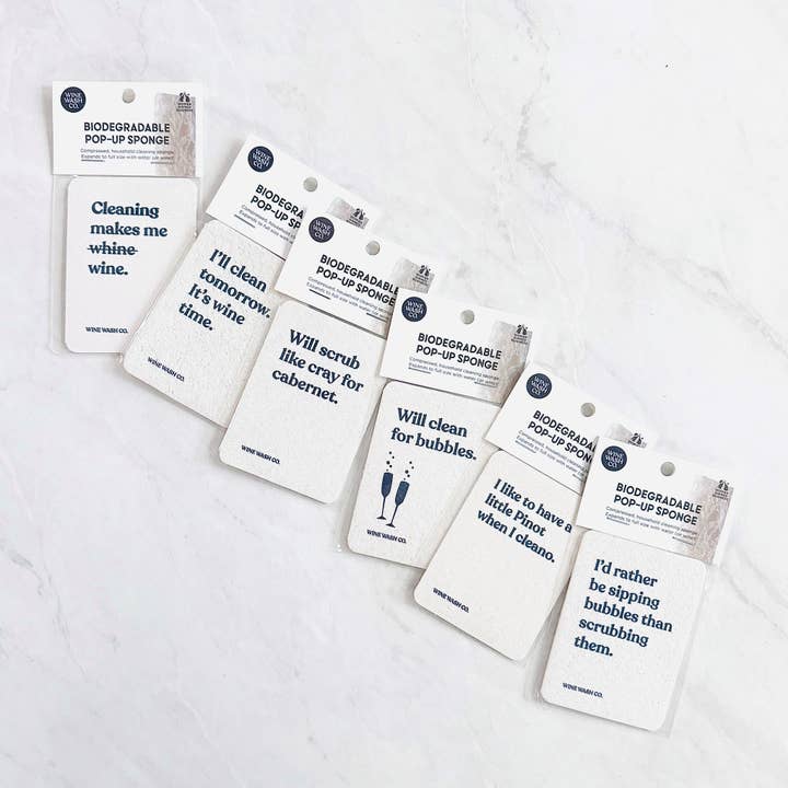 Biodegradable Pop-Up Sponge - Mix Case for wholesale by Wine Wash Co.