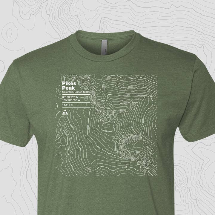 Topogra - Wholesale Screen Printed T-Shirt - Unisex - Pikes Peak, Colorado - Unisex Tee1
