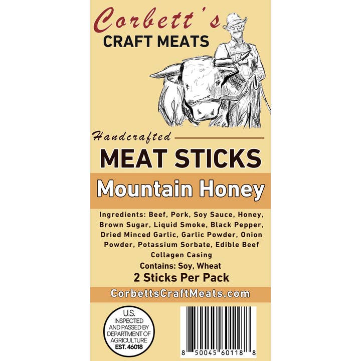 Bâtonnets de viande au miel de montagne pour la vente par Corbett's Craft Meats