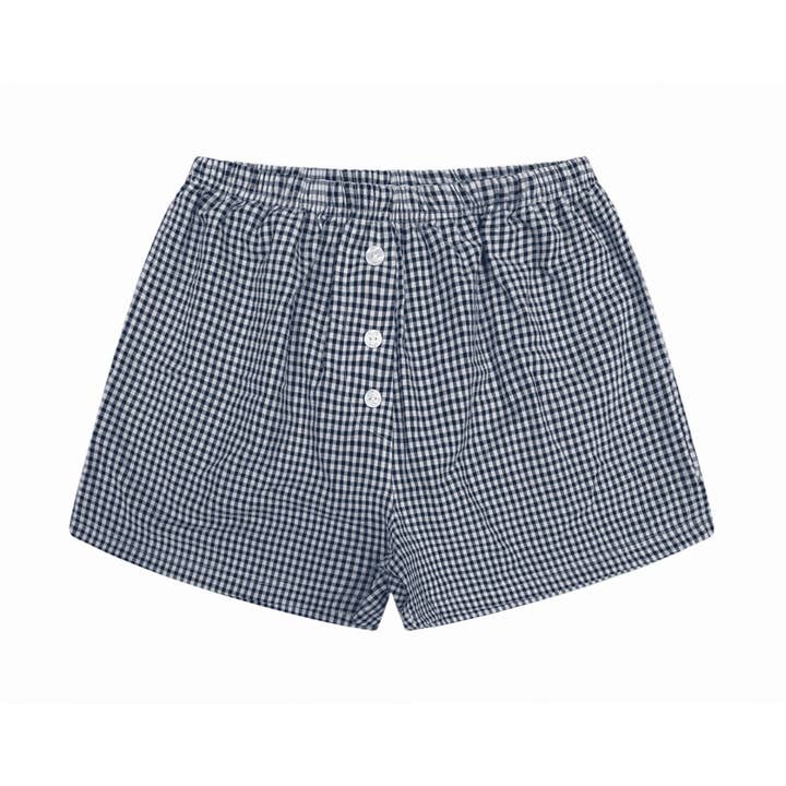 Wildflo Studio - Vente Short – femme - Caleçons en coton à carreaux marine foncé0