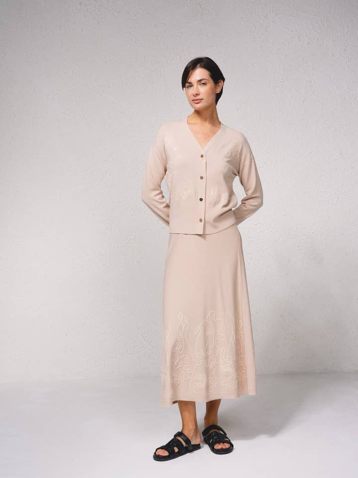 259168 - Fijngebreide rok en jas set voor wholesale door SMF