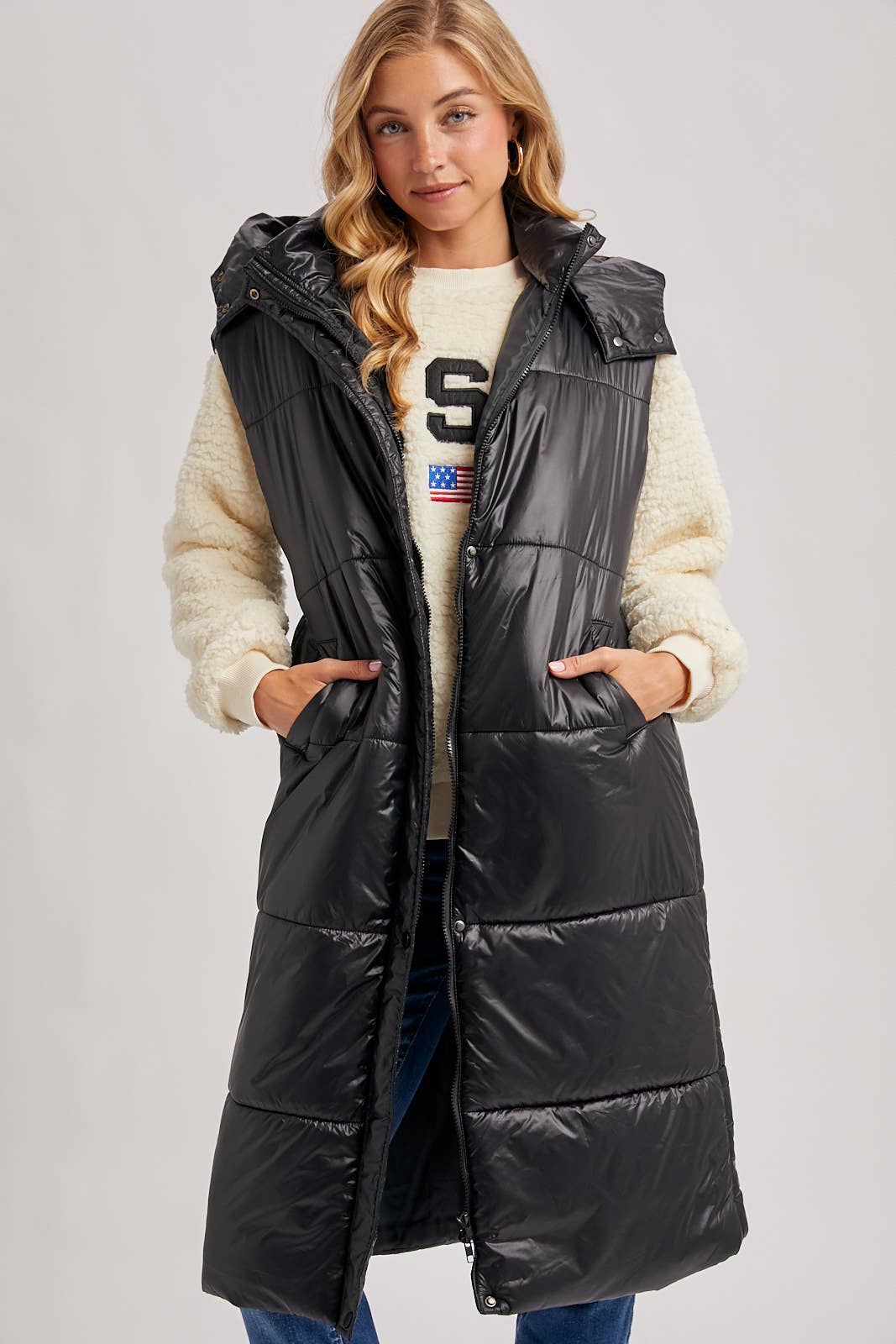 Bluivy – wholesale Väst - Dam – LÅNG LINJE BÄLTE PUFFER HUVA VÄST0