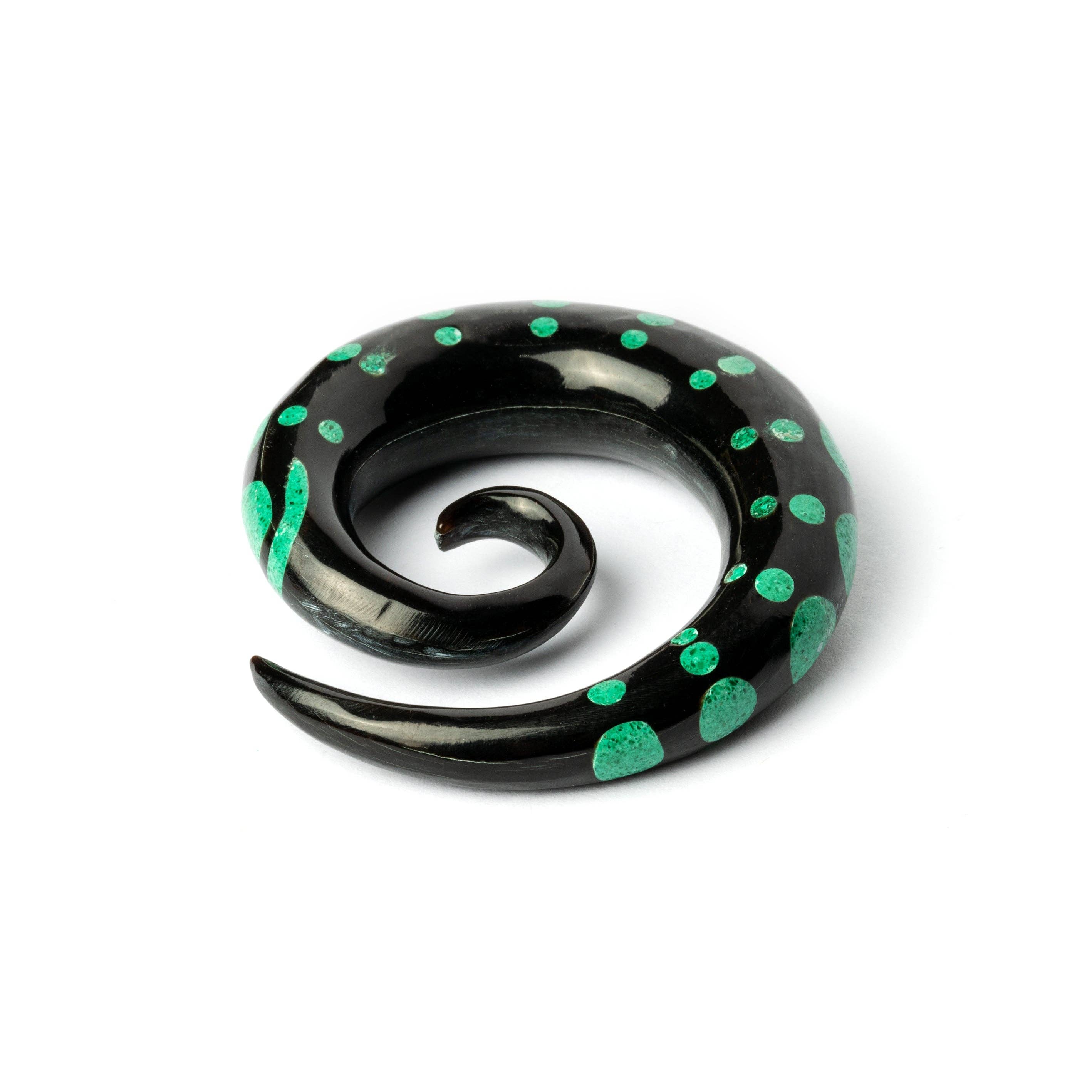 Tribu - Wholesale Gauge/plug earrings - Dotted Spiral Gauges with Stone Inlay16
