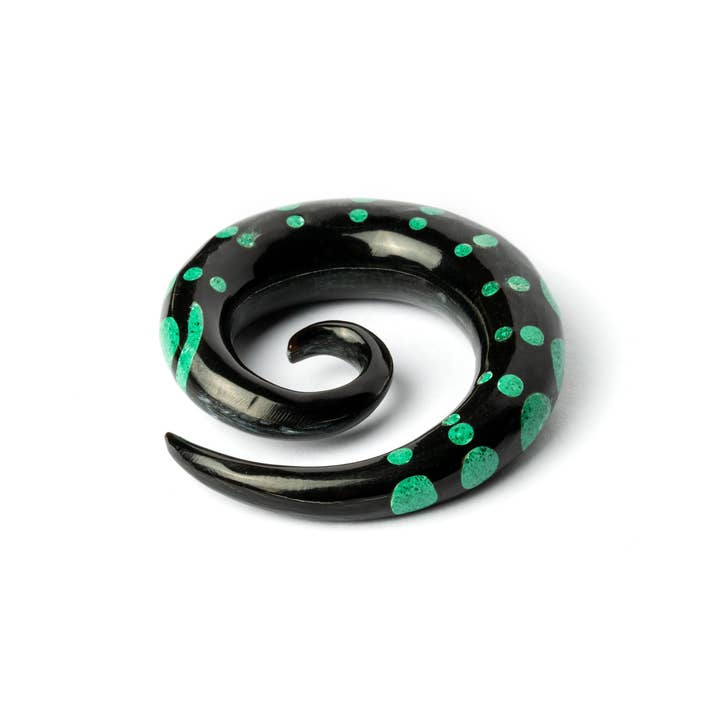 Tribu - Wholesale Gauge/plug earrings - Dotted Spiral Gauges with Stone Inlay16