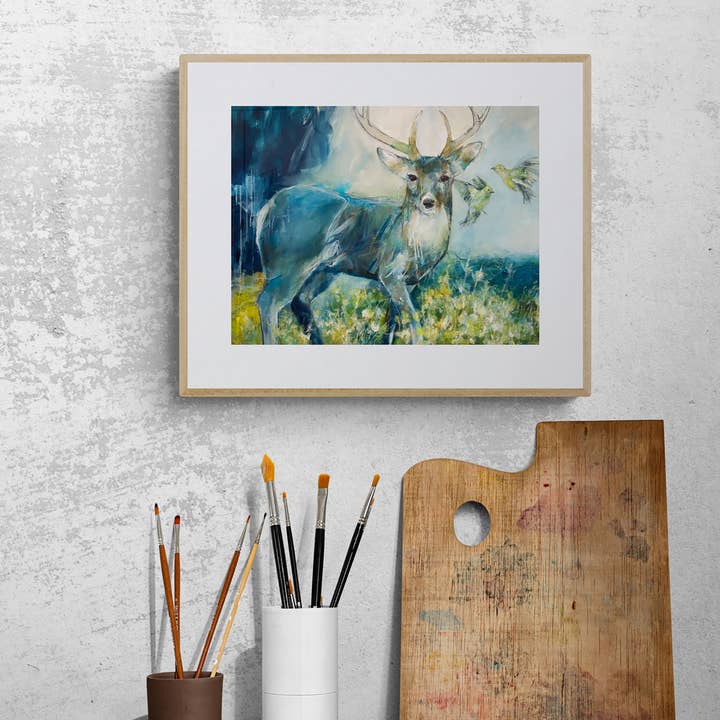 Jen Singh Creatively - Wholesale Art Print - Deer Birds Forest Nature Art Print1