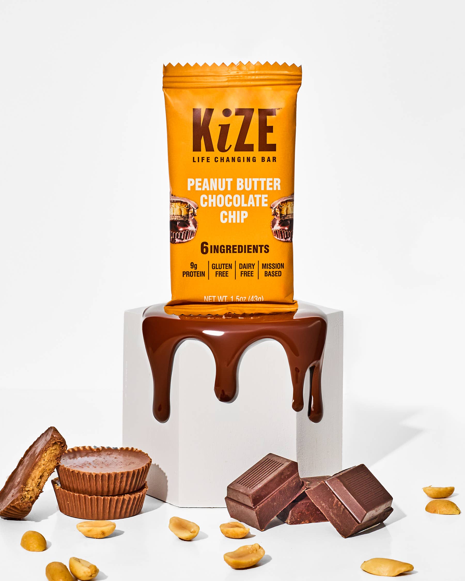 KiZE Life Changing Bars - Wholesale Snack Bar - Peanut Butter Chocolate Chip, Protein Snack Bar, 1.5oz, 10ct4