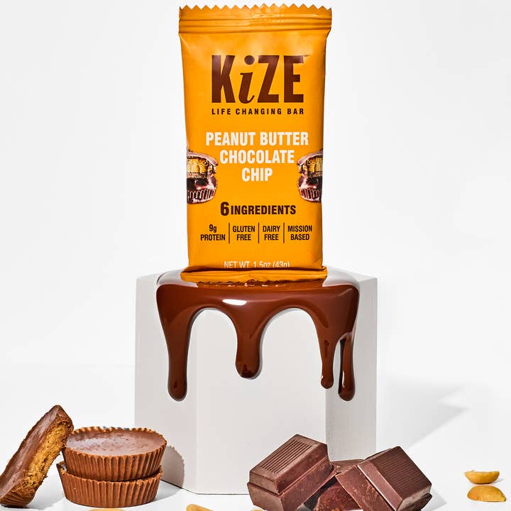 KiZE Life Changing Bars - Wholesale Snack Bar - Peanut Butter Chocolate Chip, Protein Snack Bar, 1.5oz, 10ct4