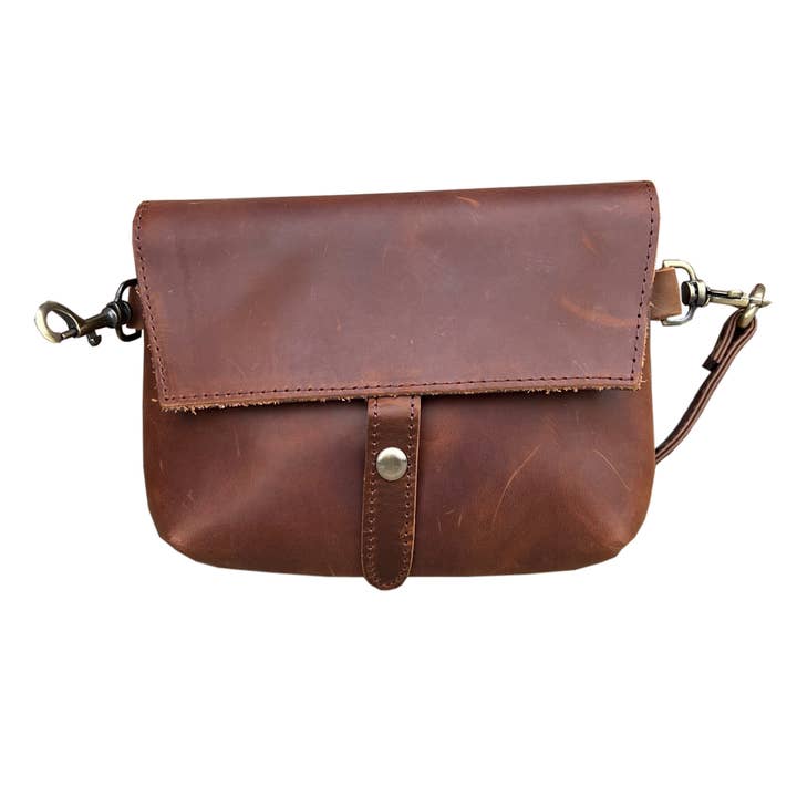 Roma Leathers, Inc. - Wholesale Crossbody Bag - Women's - W022S crazy horse genuine leather crossbody