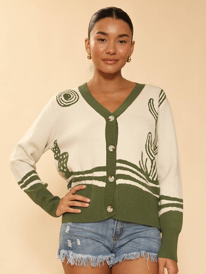 Cárdigan de punto Desert Cactus para venta al por mayor de Miss Sparkling