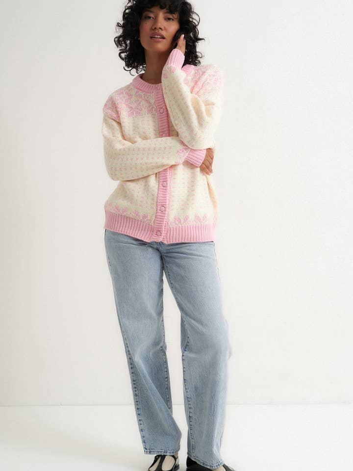 Callahan Knitwear – Großhandel Strickpullover – Damen – Übergroße Maeve-Strickjacke - Rosa3