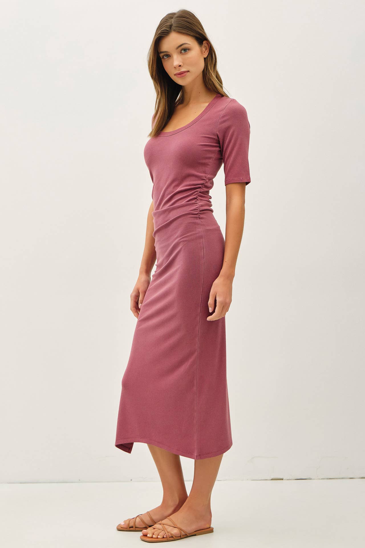 Be Cool - Wholesale Dress - Women's - BASIC RIBBED MIDI DRESS WITH SIDE SLIT 6