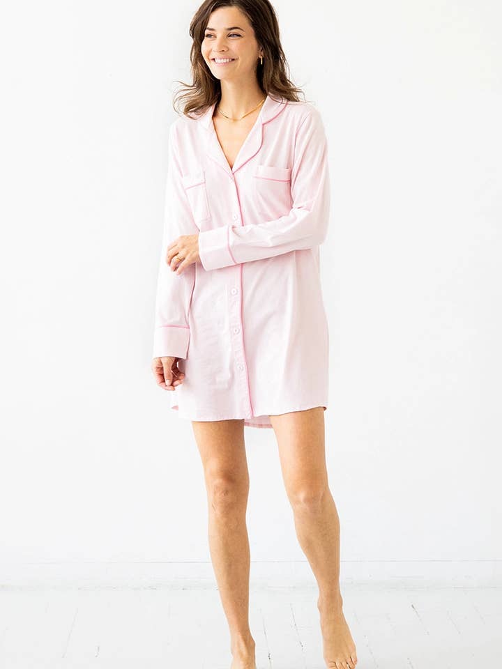Classic Luxury Sleep Shirt in Brushed Pima Cotton --Limited Colors for wholesale by Salua Lingerie