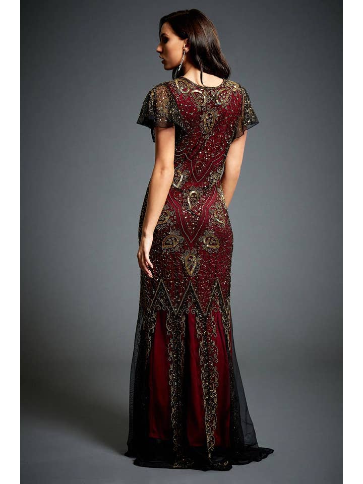 Jywal London® - Wholesale Gown - Women's - Holly Vine Red Embellished Great Gatsby Dress