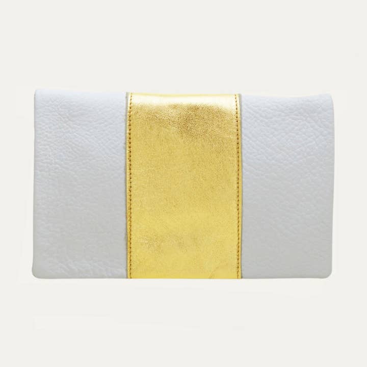 Riemtas | Wit met gouden metalen streep „The Goldie” voor wholesale door Paulyjen
