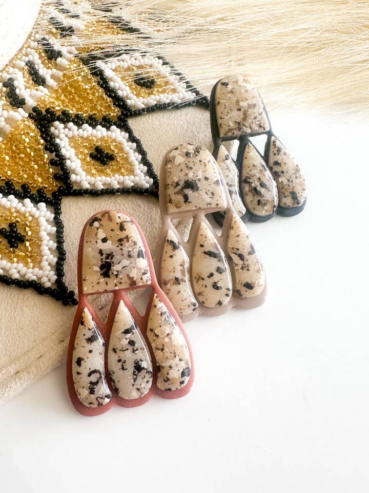 Handmade Polymer Clay Dangle Earrings: Terra Drops for wholesale by Freckled Wing Design