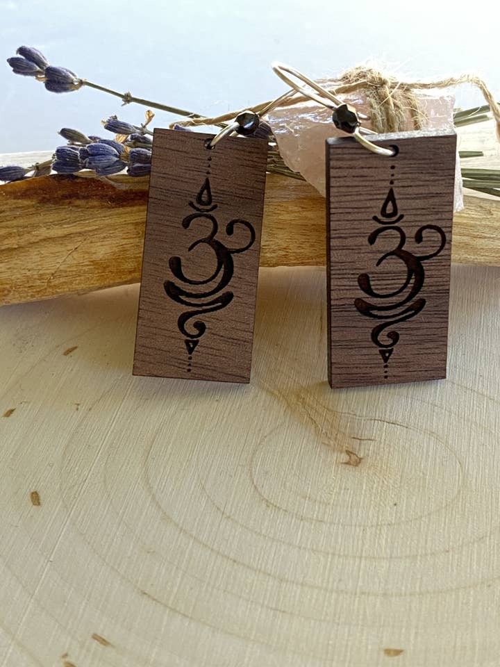 Just Breathe Wooden Earrings for wholesale by Violet Lotus