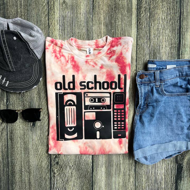 Old School Bleached Graphic Tee for wholesale by Mama Pop Apparel