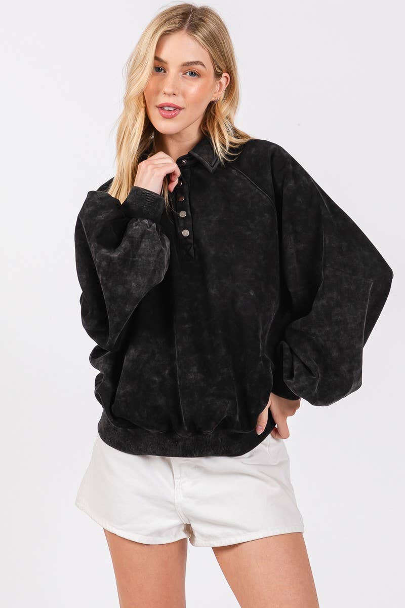 Sewn and Seen - Venta al por mayor Sudadera - Mujer - SUDADERA CON CUELLO A PRESIÓN CON LAVADO MINERAL5