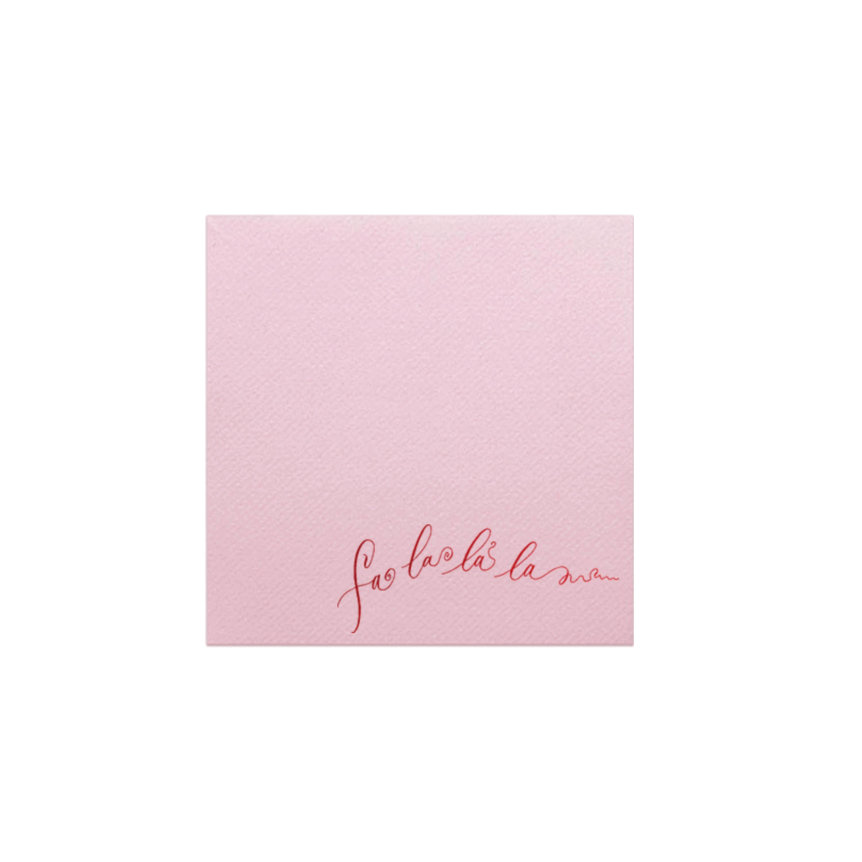 Kate Chambers Designs – wholesale Disposable napkin – Fa La La Cherry Pink Christmas Cocktail Napkins, Set of 200
