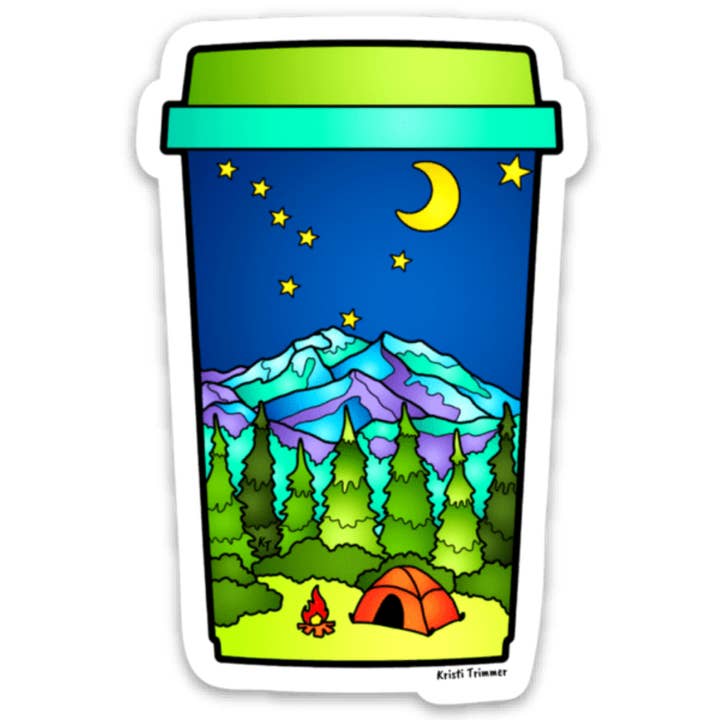 Camping - Camp Coffee Sticker for wholesale by Alaska Wild & Free