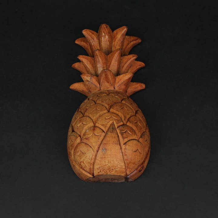 Zeckos - Wholesale Sculpture - Hand Carved Wooden Pineapple Hanging Wall Art Sculpture