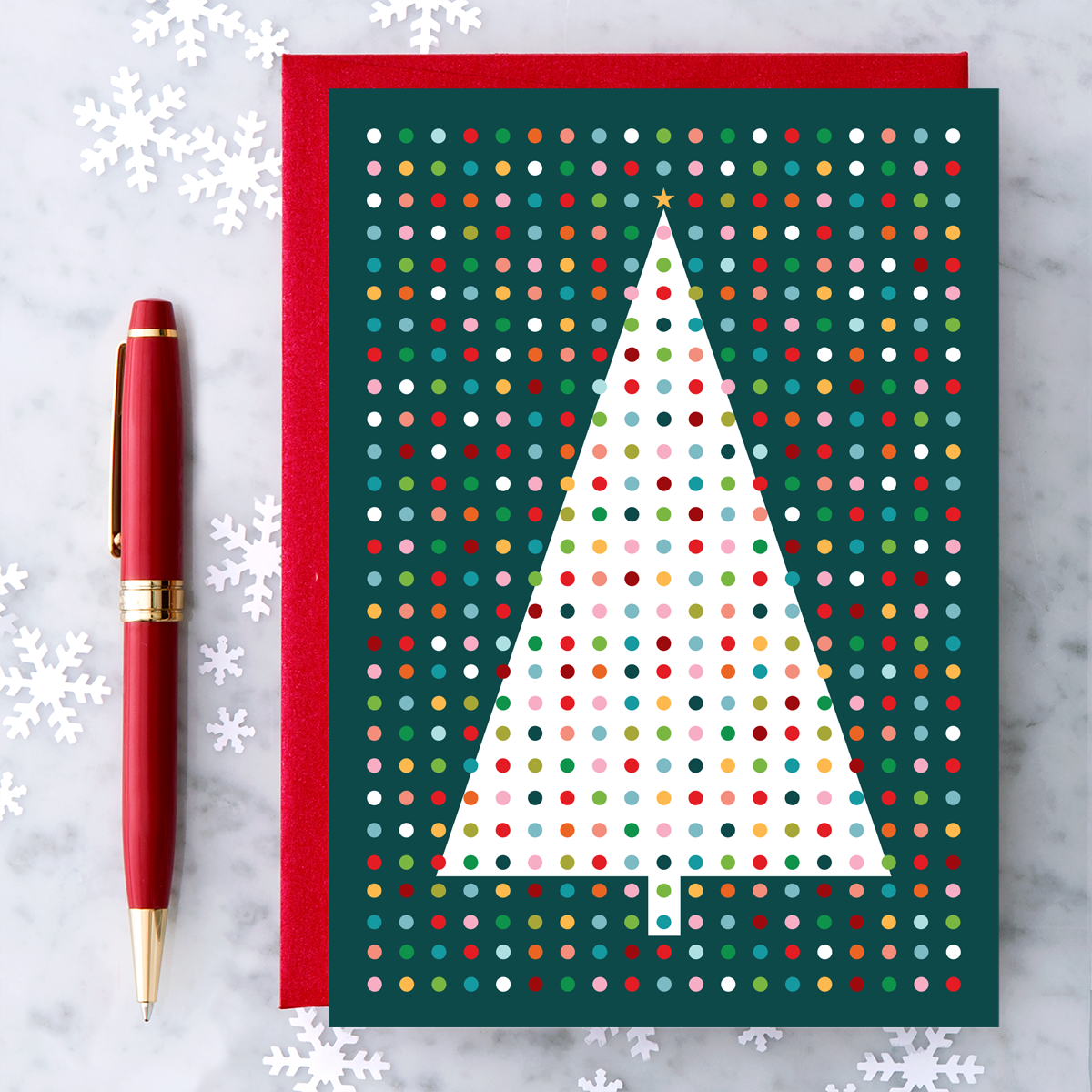 Design With Heart - Wholesale Christmas Card - Mid-Century Christmas Tree - 8 Boxed Holiday Greeting Cards1