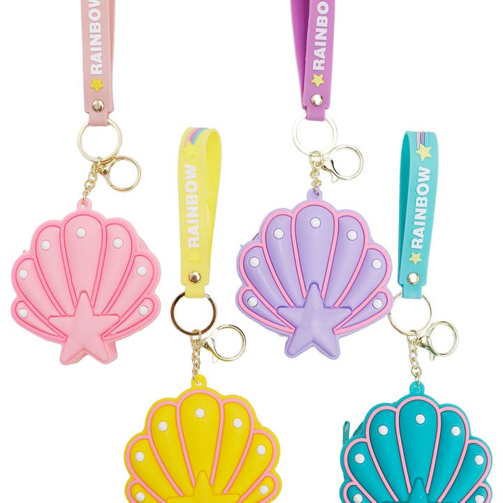 ASSORTED Seashell Marine Life Silicone Zippered Coin Bag for wholesale on Faire2
