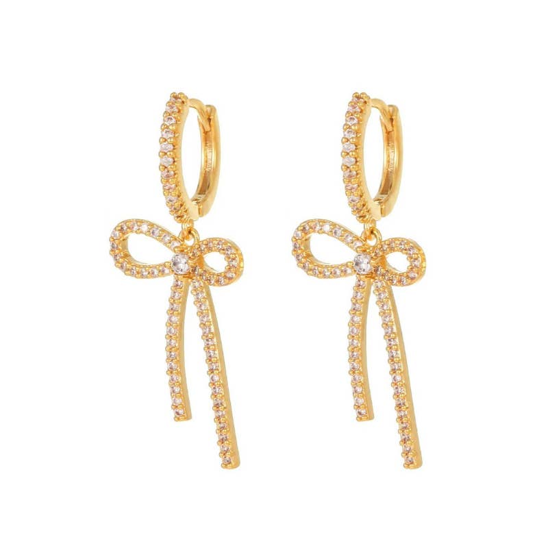 Gold Cute bow earrings for wholesale on Faire